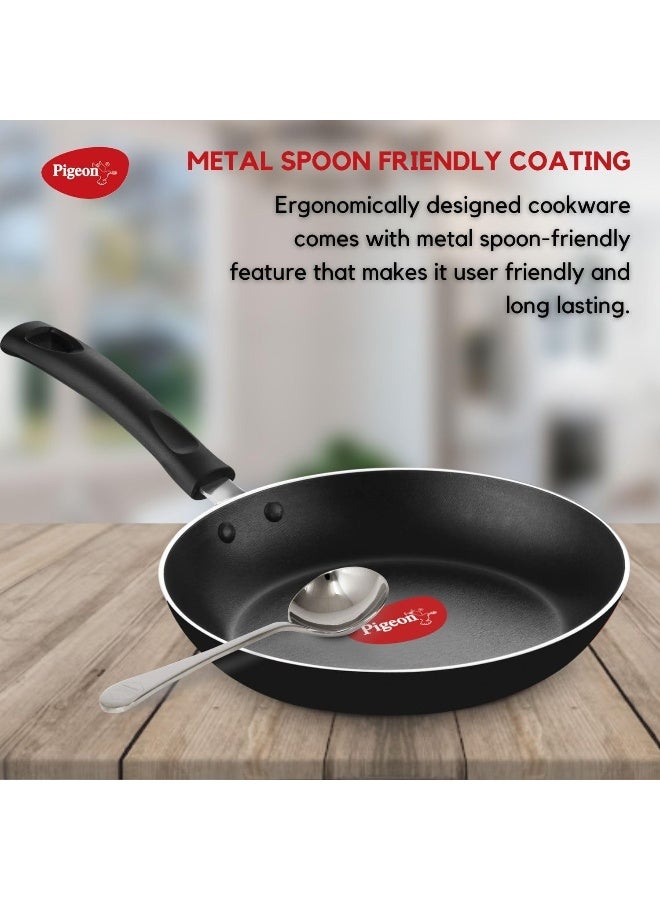 Pigeon Mio Nonstick Cookware Gift Set 8 Pieces | Aluminium | Black | Flat Tawa, Fry Pan, Kadai with Glass Lid & Kitchen Tools - Image 5